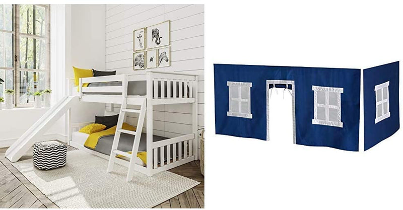 Max & Lily Solid Wood Twin Low Bunk Bed, Blue