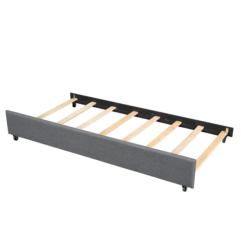 Full Upholstered Platform Bed with Trundle,Grey