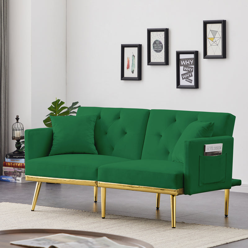 GREEN VELVET SOFA BED