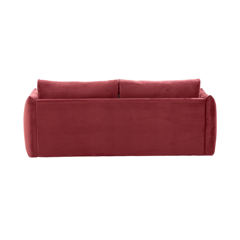 Sectional Sofa,3 seater sofa with 3 Pillows for Living Room,Velvet  for bedroom, livingroom Wine Red