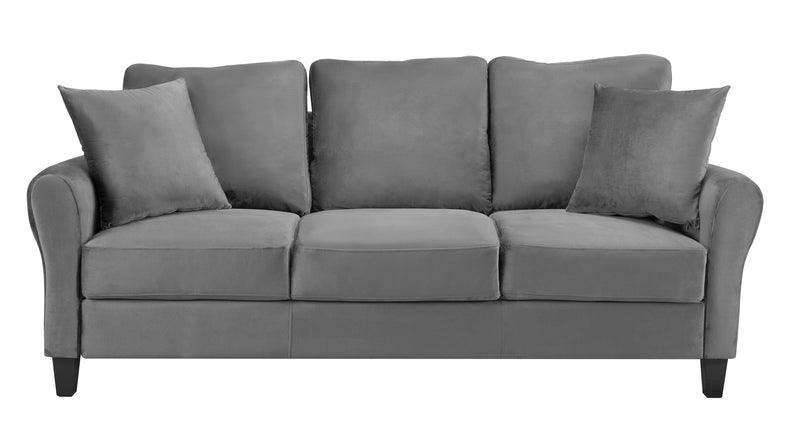 Modern Velvet Couch with 2 Pillow, 78 Inch Width Living Room Furniture, 3 Seater Sofa with Plastic Legs