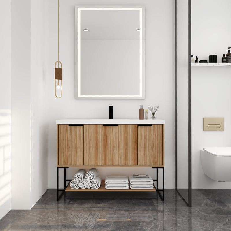 48 Inch Freestanding Bathroom Vanity With Resin Basin,48x18