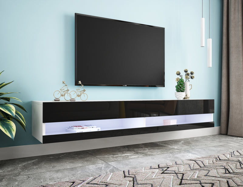 180 Wall Mounted Floating 80" TV Stand with 20 Color LEDs