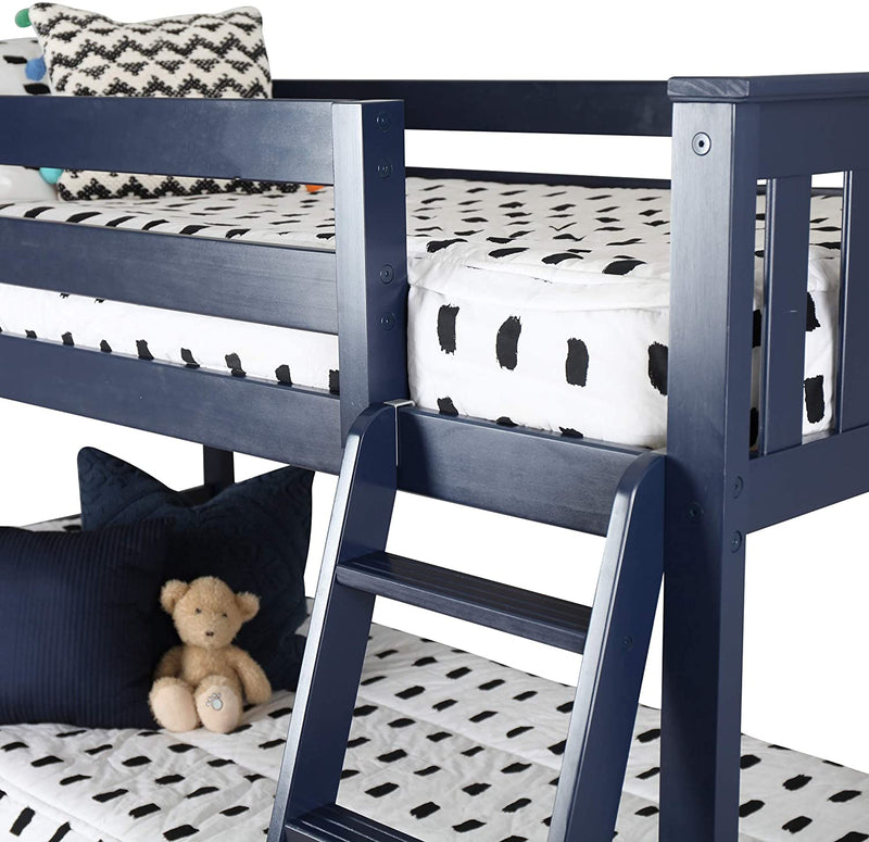 Max & Lily Solid Wood Twin Low Bunk Bed, Blue