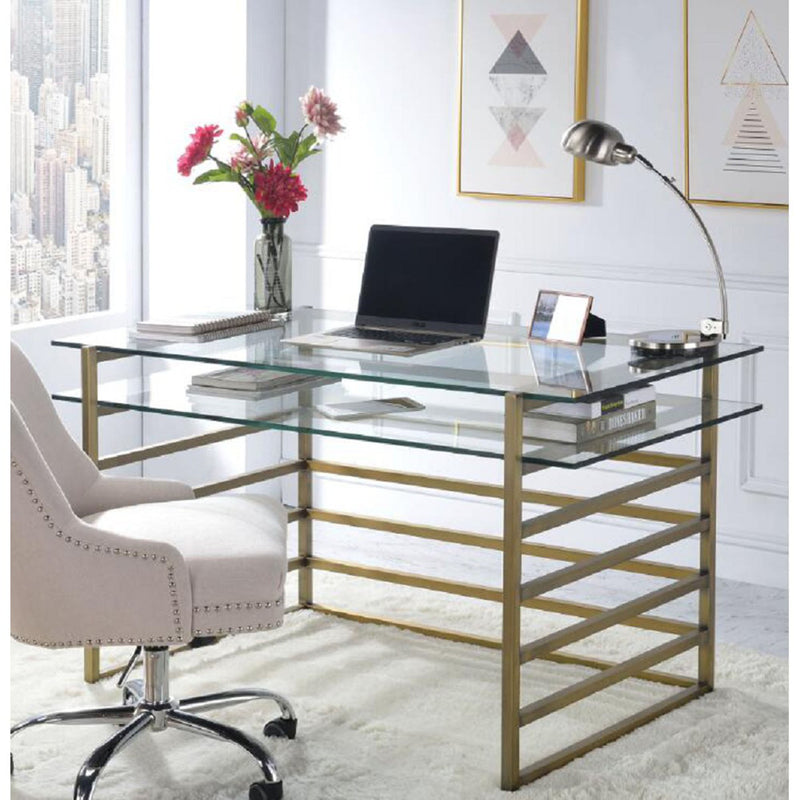 Desk in Antique Gold & Clear Glass