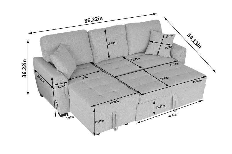 2049 Light Grey Storage Sofa Bed