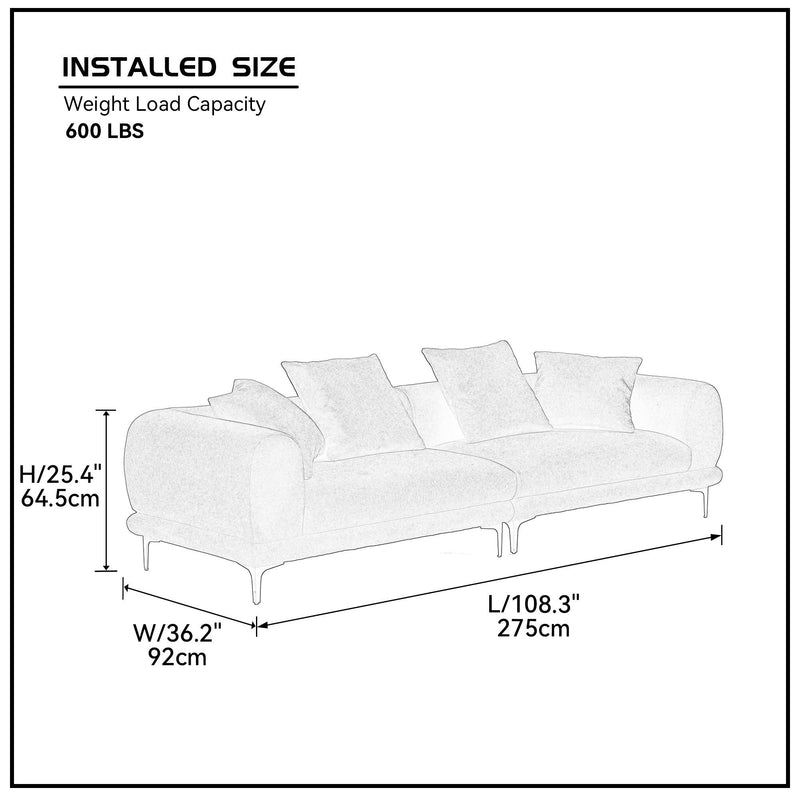 108.3'' Modern Sofa Couch 4-Seater Fabric Sofa for Livingroom Office BLUE