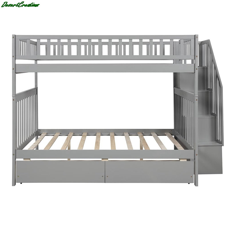 Full Over Full Bunk Bed With Two Drawers And Storage