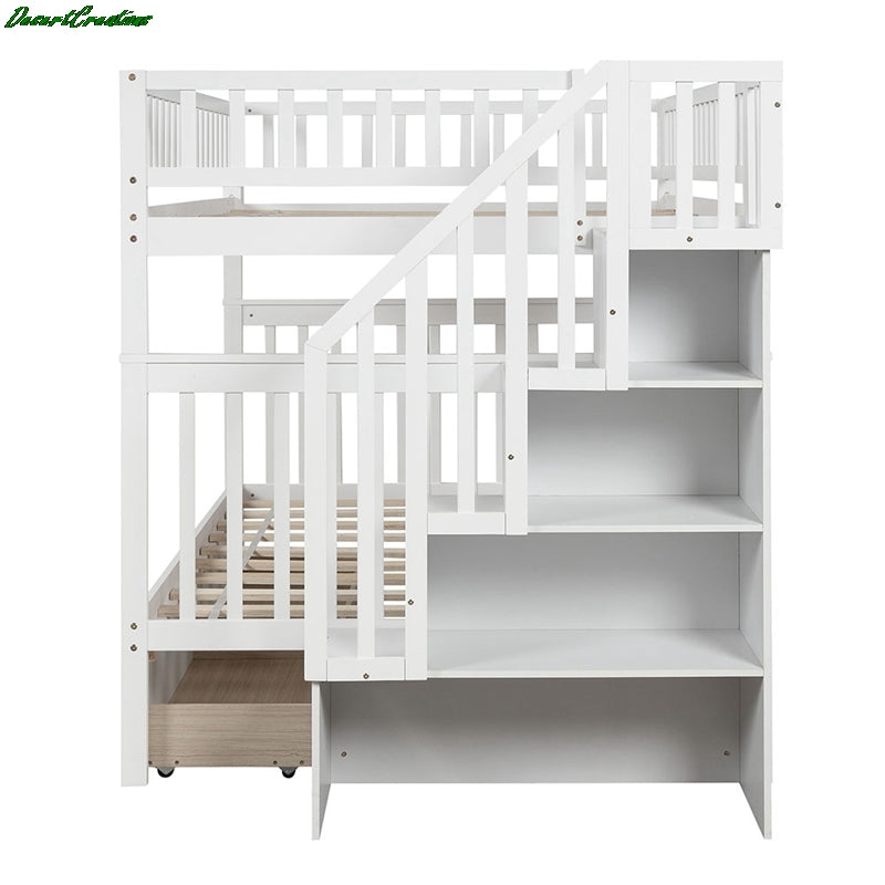 Full Over Full Bunk Bed With Two Drawers And Storage