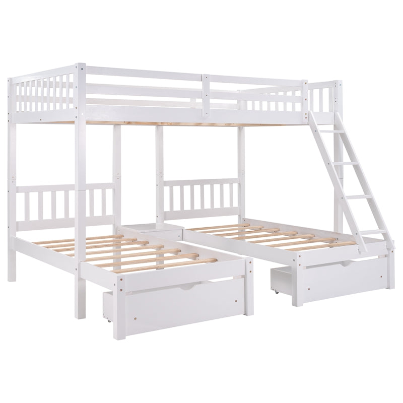 Twin Over Twin/full Convertible Bunk Bed Collapsible With Ladder Bed With Removable Platform Extra Space