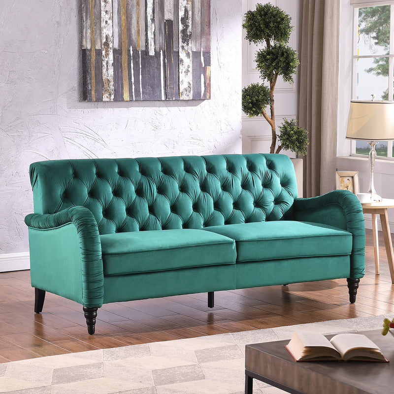 2229,DARK GREEN  Chesterfield;3 seater ,modern sofa