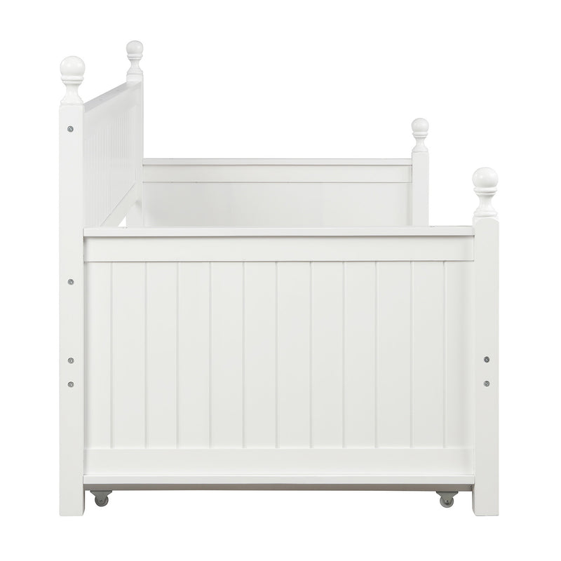 Twin Size Wood Daybed with Twin Size Trundle (White)