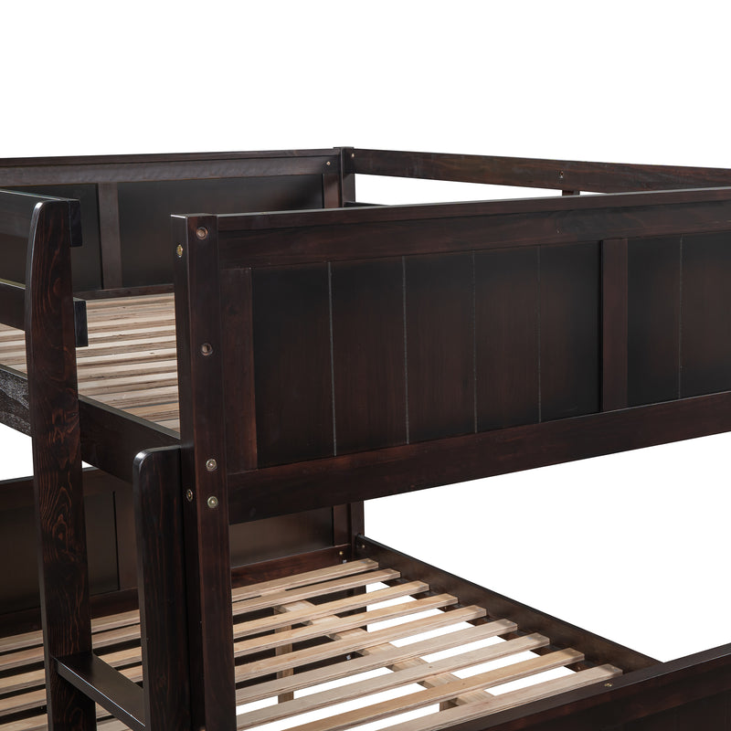 Full Over Full Bunk Bed with Twin Size Trundle, Espresso