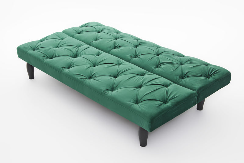 2534B Sofa converts into sofa bed 66" green velvet sofa bed suitable for family living room, apartment, bedroom