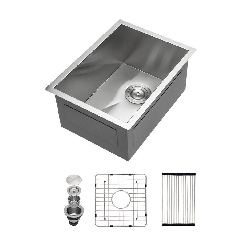 14 Inch Undermount Sink - 14"x18"x9" Undermount Stainless Steel Kitchen Sink 18 Gauge 9 Inch Deep Single Bowl Kitchen Sink Basin