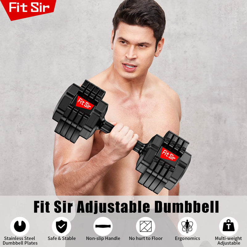 Adjustable Dumbbells, Fast Adjustable Weight 15LBs-55LBs by Turning Handle Dumbbell Set Weights Dumbbells Set Suitable for Man and Women, Black (Single)