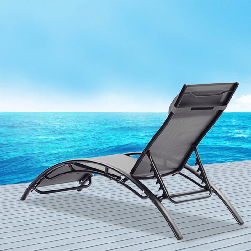 2 PCS Set Chaise Lounge Outdoor Lounge Chair Lounger Recliner Chair For Patio Lawn Beach Pool Side Sunbathing