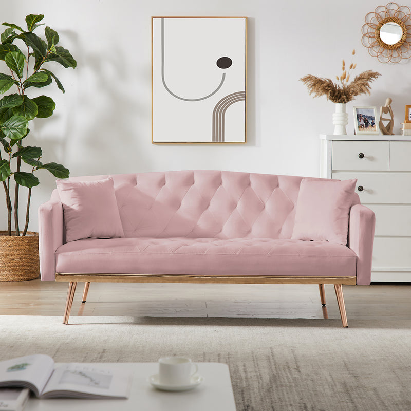 PINK  VELVET SOFA BED