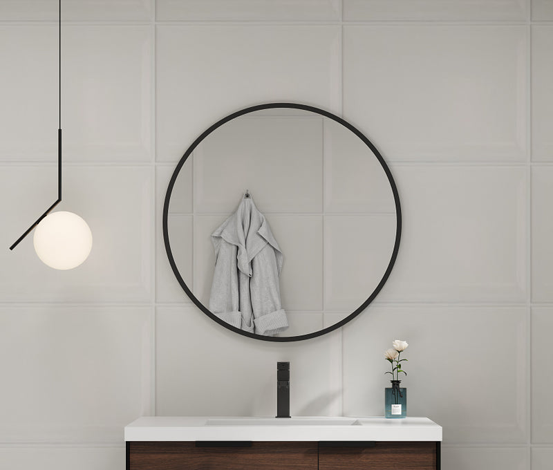 32"  Large Round Black Circular Mirror