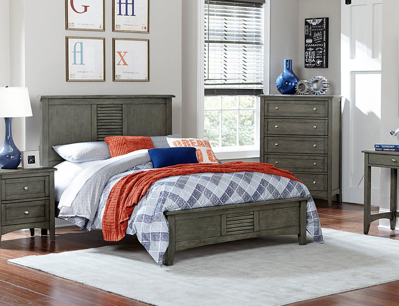 Transitional Style Cool Gray Finish 1pc Queen Size Bed Birch Veneer Wood Bedroom Furniture