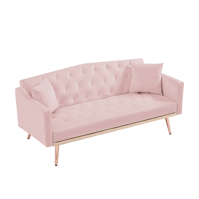 PINK  VELVET SOFA BED