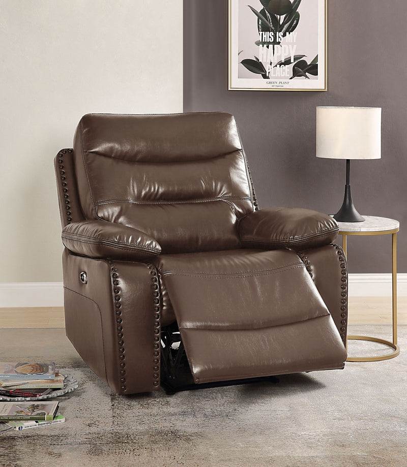 Aashi Recliner (Power Motion), Brown Leather-Gel Match