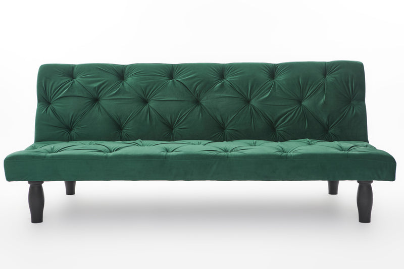 2534B Sofa converts into sofa bed 66" green velvet sofa bed suitable for family living room, apartment, bedroom