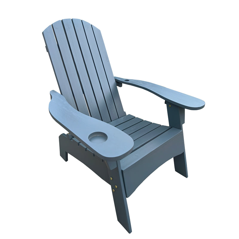 Outdoor or indoor Wood  Adirondack chair with an hole to hold umbrella on the arm ,Gray