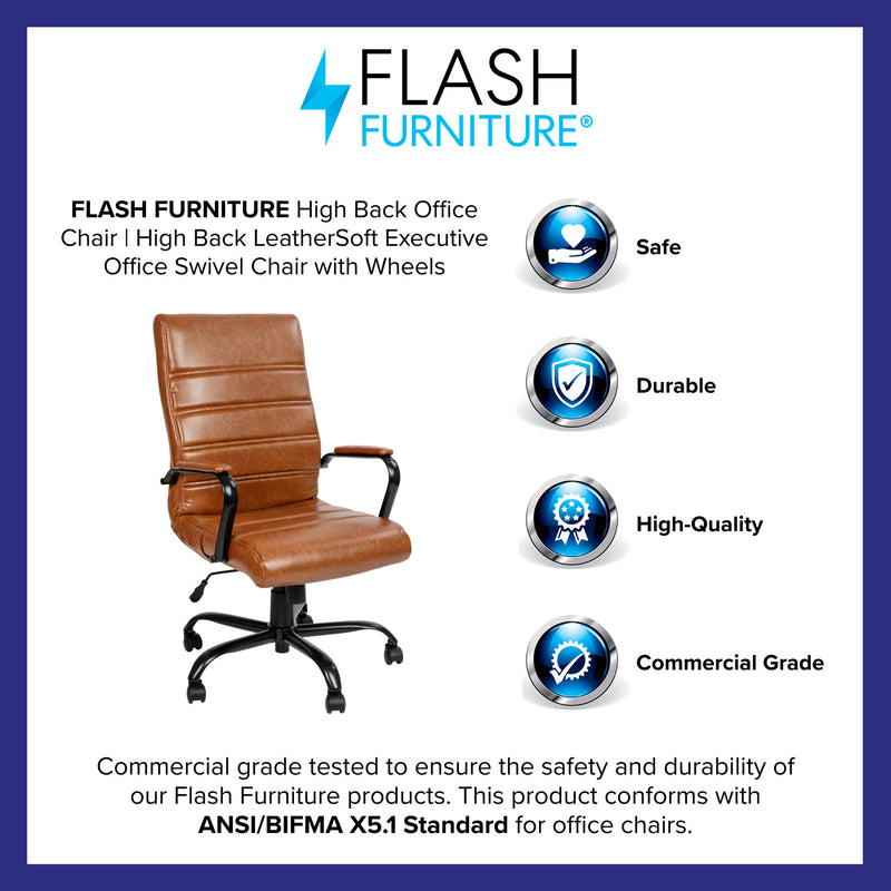 High Back Executive Swivel Office Chair with Metal Frame and Arms