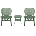 3 Pieces Hollow Design Retro Patio Table Chair Set All Weather Conversation Bistro Set Outdoor Table with Open Shelf and Lounge Chairs with Widened Seat for Balcony Garden Yard Green