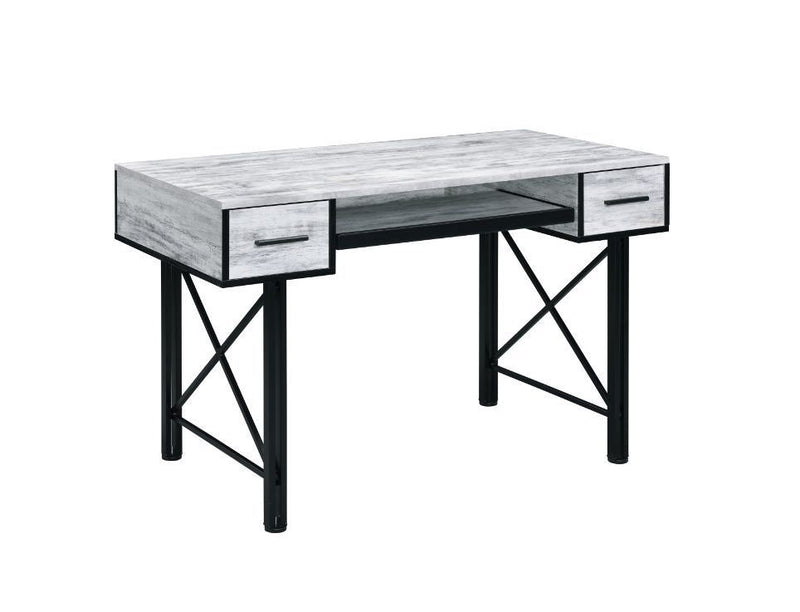 Settea Computer Desk, Antique White & Black Finish