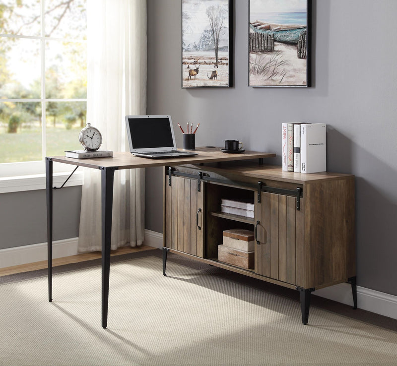 Zakwani Writing Desk, Rustic Oak & Black Finish