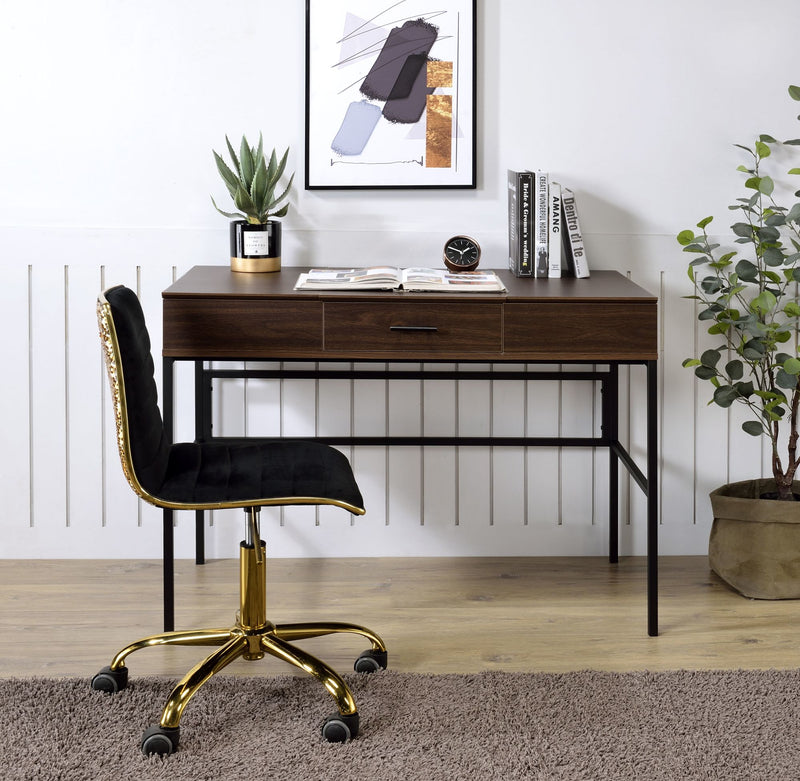 Writing Desk, Verster Built-in USB Port,Oak & Black Finish AL