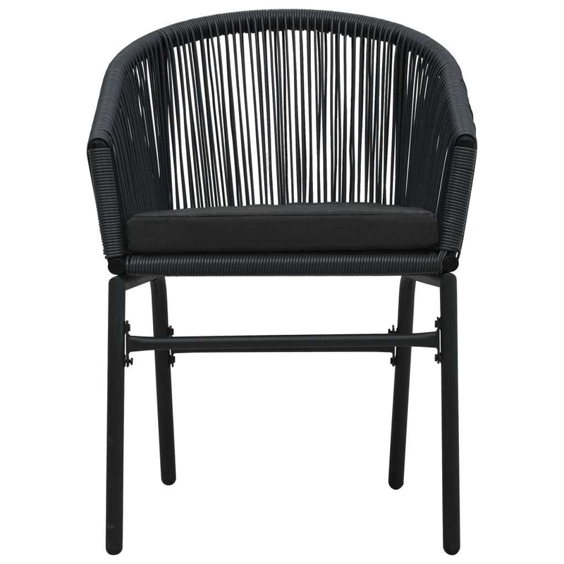 3 Piece Bistro Set with Cushions PVC Rattan Black