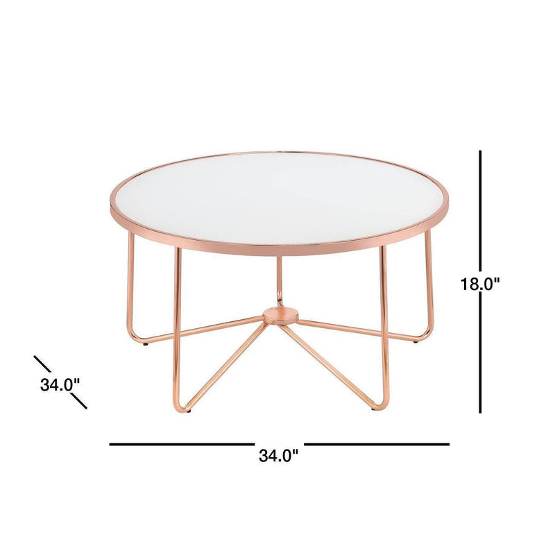 Alivia Coffee Table in Rose Gold & Frosted Glass