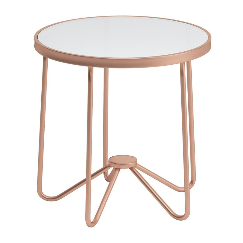 Alivia End Table in Rose Gold & Frosted Glass