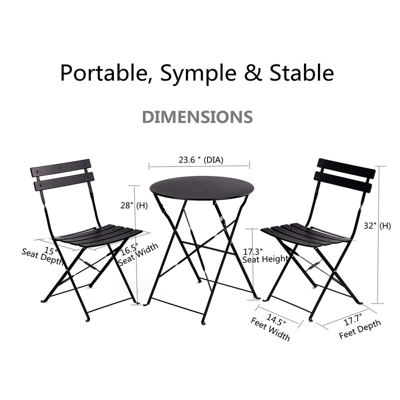 Round 2 Person - 23.6\\\" Long Bistro Set (7 Colors Available)