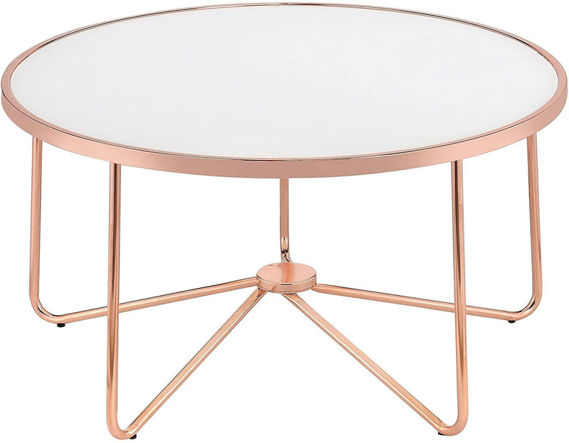 Alivia Coffee Table in Rose Gold & Frosted Glass