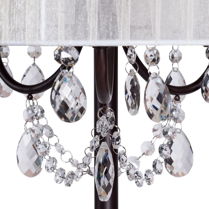 Elegant Sheer Shade Floor Lamp w/ Hanging Crystal LED Bulbs