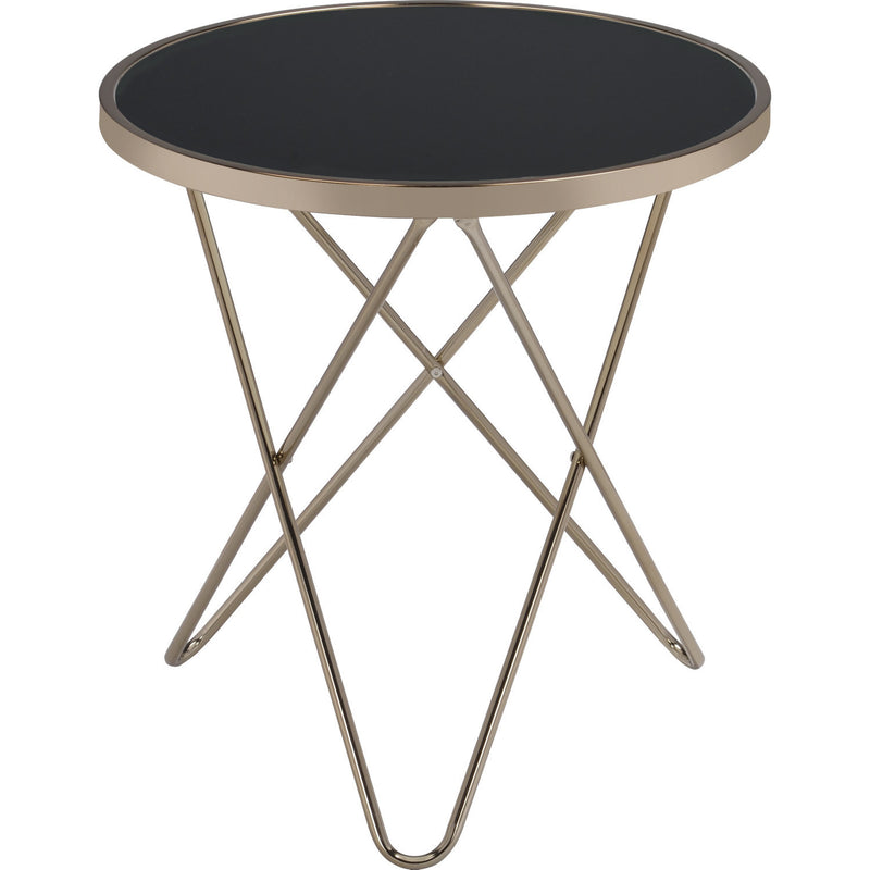 Valora End Table in Champagne & Black Glass