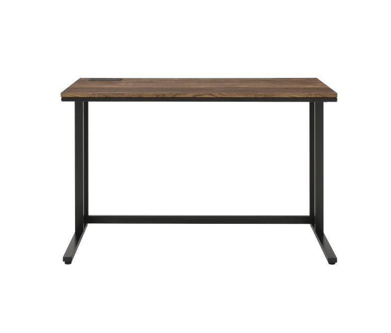 Writing Desk, Tyrese Built-in USB Port Writing Desk, Walnut & Black Finish AL