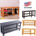 90cm 3Tier Bamboo Stool Shoe Rack Storage Seat Organizer Shelf Entryway Bench