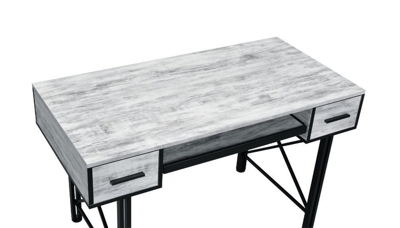 Settea Computer Desk, Antique White & Black Finish