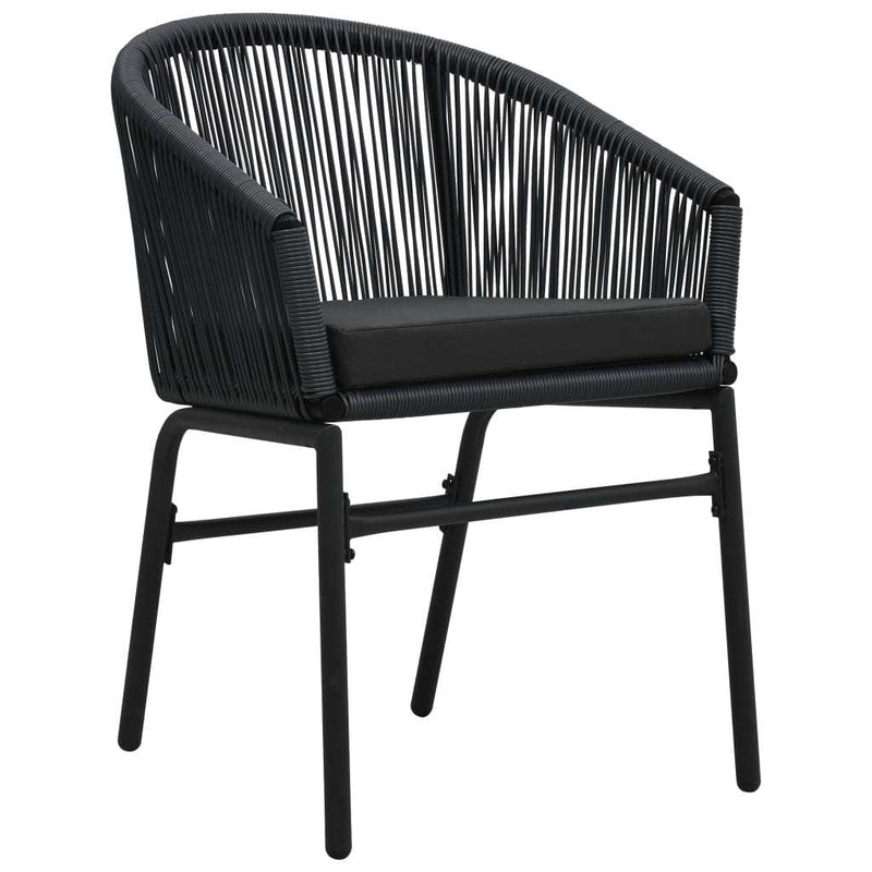 3 Piece Bistro Set with Cushions PVC Rattan Black