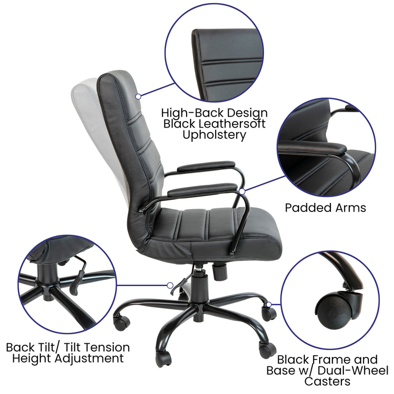 High Back Executive Swivel Office Chair with Metal Frame and Arms