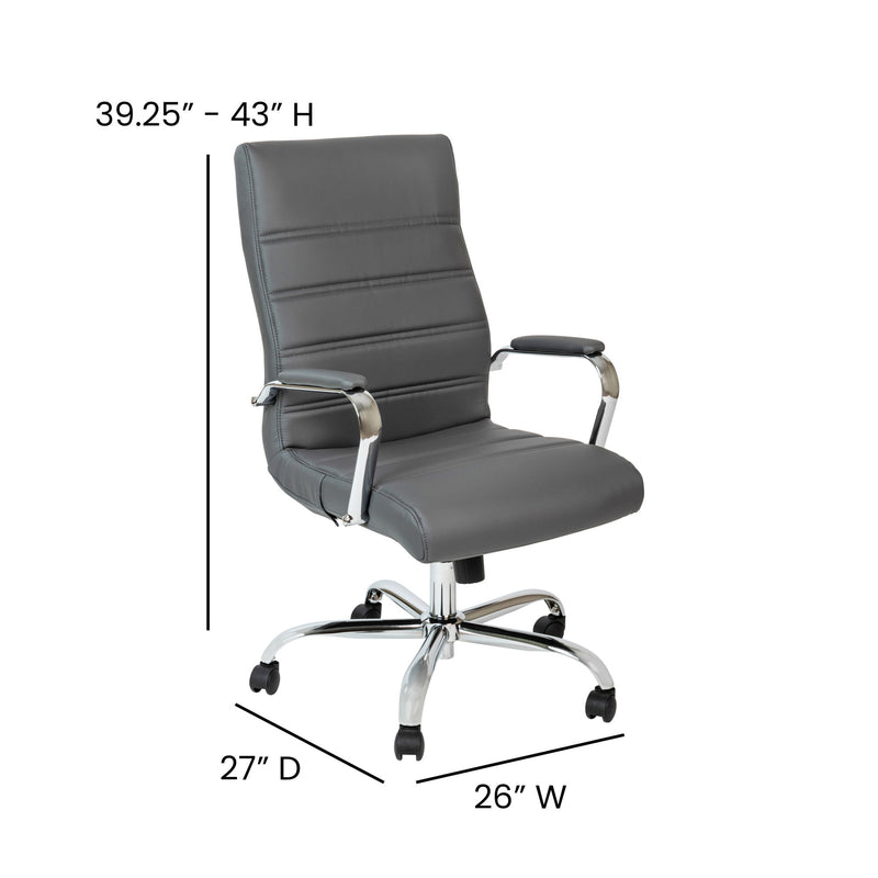 High Back Executive Swivel Office Chair with Metal Frame and Arms