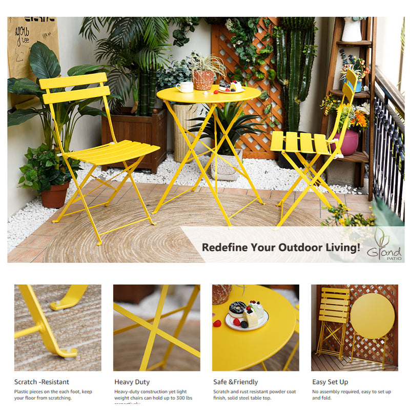 Round 2 Person - 23.6\\\" Long Bistro Set (7 Colors Available)