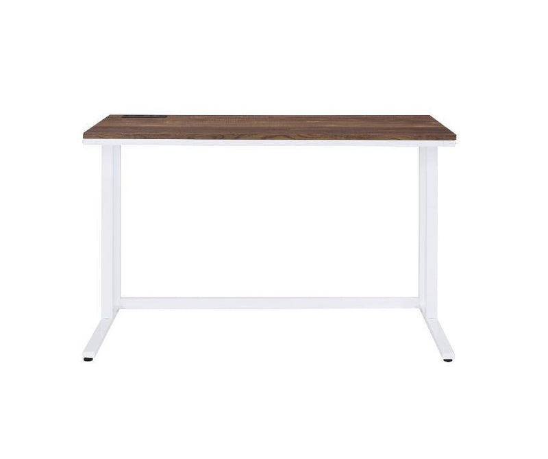 Writing Desk with Tyrese Built-in USB Port, Walnut & White Finish AL