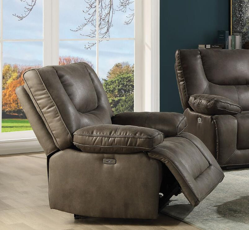 Harumi Recliner (Power Motion), Gray Leather-Aire