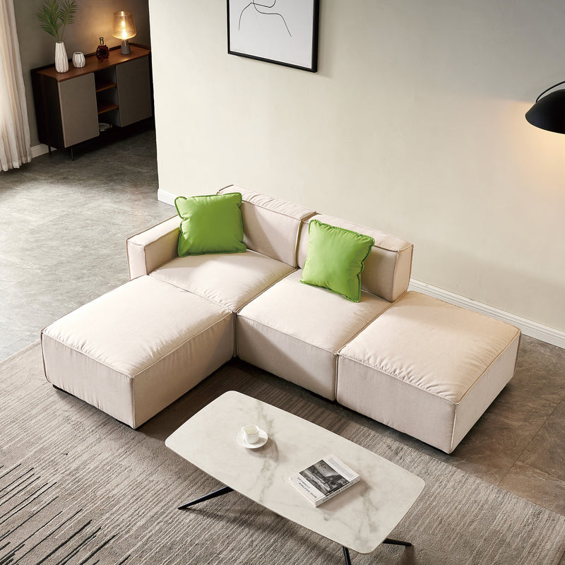 Modular Sectional Fabric Sofa (Beige)